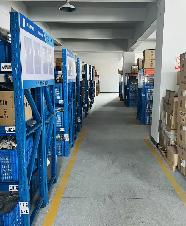 Organized components storage at the Zhongshan smart-lock factory