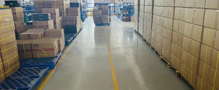 Packed goods storage at the Zhongshan smart-lock factory